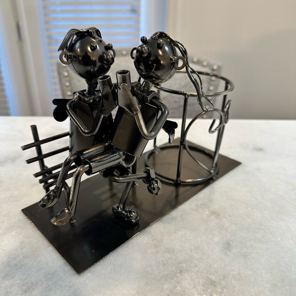 Wine Bottle Holder "Love Couple On a Bench" Limited Edition & Uniquely Designed